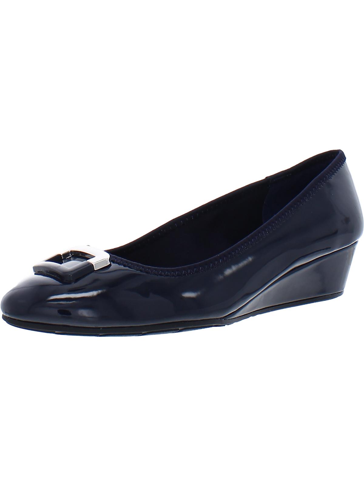 Bandolino Womens Tad 3 Patent Round Toe Wedge Heels